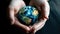 The Fragile Earth, A Woman\\\'s Hands Holding a Small Planet, Generative AI