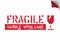 Fragile, handle with care isolated grunge box sign for cargo and logistics