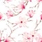 Fragile magnolia flowers seamless vector pattern