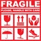 FRAGILE PLEASE HANDLE WITH CARE - WHITE RED COLOR