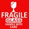 Fragile sticker with handle with care and glass text and Sign