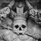 Fragment of ancient statue Triumph of death. Retro styled. Reli