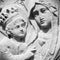 Fragment of ancient statue of the Virgin Mary with the baby Jesus Christ  Religion, faith, eternal life, God, the soul concept