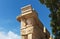 Fragment antique architecture of Doric portico of the Acropolis of Lindos on Greek Rhodes Island