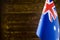 Fragment of the Australian flag in the foreground space for text blurred background