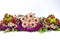 Fragment beautiful bouquet of flowers. Fresh summer flower bouquet studio shot isolated on white background