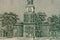 A fragment of a bill of 100 US dollars. Independence Hall