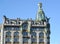 Fragment of the building of House of Books against the background of the sky. St. Petersburg