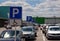 Fragment of the car park of the shopping center `Grad` in the city of Voronezh