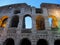 Fragment of Colosseum facade Flavian Amphitheatre in Rome, Lazio, Italy