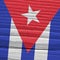 Fragment of Cuban flag on dry wooden surface. Bright square illustration. Symbol of Cuba