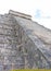 Fragment of el Castillo pyramid Temple of Kukulcan. General view. Architecture of ancient mayan civilization. Chichen Itza arche