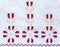 Fragment of embroidery handmade cross-stitch pattern on vintage tablecloth or napkin, ukrainian ethnic ornament