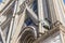 Fragment of the facade of the 14th-century Roman catholic cathedral Duomo di Orvieto in Italy