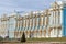 Fragment of a facade of Catherine Palace in the cloudy April afternoon. Tsarskoye Selo