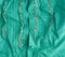 Fragment of a female green shirt with lace and buttons