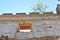 A fragment of a fortress brick wall with a window opening. Shaaken Castle, XIII century. Kaliningrad region