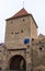 Fragment of the fortress wall with the entrance gates of Rupea Citadel built in the 14th century on the road between Sighisoara an