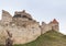 Fragment of the fortress wall of the Rupea Citadel built in the 14th century on the road between Sighisoara and Brasov in Romania