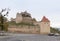 Fragment of the fortress wall of the Rupea Citadel built in the 14th century on the road between Sighisoara and Brasov in Romania