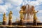 Fragment Fountain Friendship of Nations of the USSR or Friendship of Peoples of the USSR on sunny summer day, blue sky background