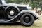 Fragment of the full-size car Plymouth De Luxe in drops of rain, 1934.