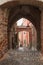 Fragment Goldsmith`s Square Passage near to the Small Square in a rainy day. Sibiu city in Romania