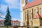 Fragment of Gothic Franciscan Parish Church in Kezsthely, Hungary. Built in 1390 and renovated in 19th century in Baroque style,