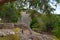 Fragment of the Grand Pyramid. Uxmal an ancient Maya city of the classical period. Travel photo. Yucatan.