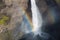 Fragment of Haifoss waterfall with rainbow