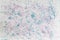 Fragment of hand painted watercolor, Blue and purple Delicate multicolored spots on white paper, spring, winter shades