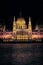 Fragment of the Hungarian Parliament Building with night illumination.