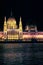 Fragment of the Hungarian Parliament Building with night illumination.