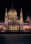 Fragment of the Hungarian Parliament Building with night illumination.