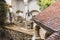 Fragment of the inner courtyard of the Bran Castle in Bran city in Romania