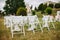 Fragment like view of nice chairs ready for wedding ceremony
