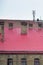 Fragment of a metal roof of the restored old multi-storey building in Lviv, Ukrain