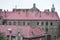 Fragment of a metal roof of the restored old multi-storey building in Lviv, Ukraine