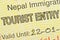 Fragment of the Nepal tourist entry visa.