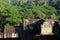 Fragment of an old Hindu temple in the forests of Cambodia. Abandoned building in the forest