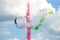 Fragment of the performance of the UAE Air Force aerobatics team `Fursan Al Emarat` at the MAKS-2017 Russian airshow