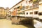 Fragment of Ponte Vecchio bridge over Arno river in Florence. Close up photo. Architecture and landmarks of Florence, Italy