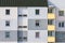 Fragment residential apartment with flat building exterior. Detail of New luxury house and home complex