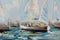 Fragment of Sailing Boats Oil Painting
