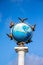 A fragment of the sculpture is a zero kilometer in Kiev on Independence Square. Earth globe and pigeons around it, a symbol of pe