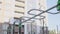 Fragment of a sports ground in the courtyard of a new building. A horizontal bar on a new sports ground on the street.