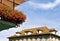 Fragment of Town Hall and balcony with flowers in Zurich