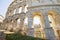 A fragment of wall of antique Roman amphitheater in Pula