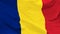 Fragment of a waving flag of the Romania in the form of background