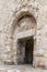 Fragment of the Zion Gate with traces of bullets from the Six-Day War of 1967 in old city of Jerusalem, Israel